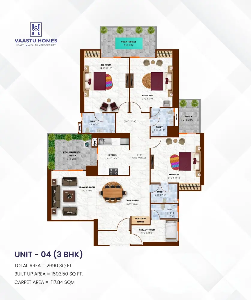 Unit 4 floor plan of vaastu homes