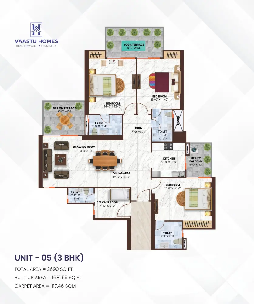 Unit 5 floor plan of vaastu homes
