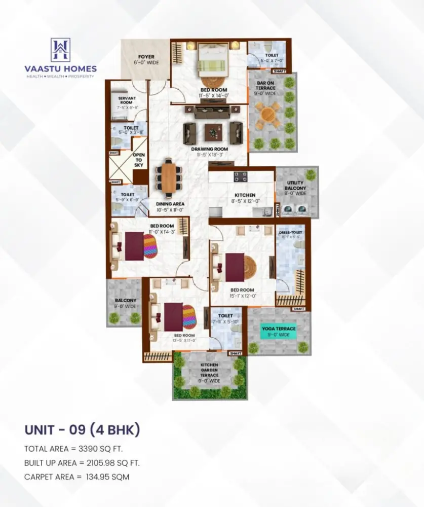 Unit 9 floor plan of vaastu homes